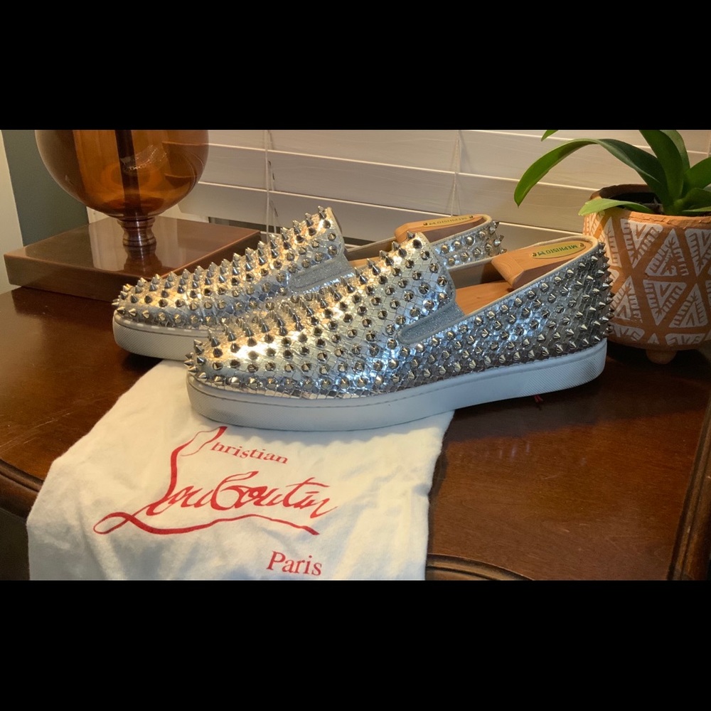 Silver Roller Boat Men’s Christian Louboutins - Picture 7 of 9
